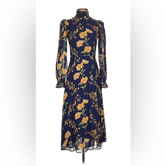 NWT Reformation Stevi Floral Mock Turtleneck Midi-Dress size 2 - Picture 4 of 12